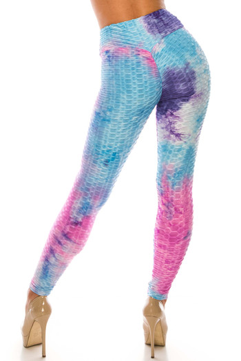 Wholesale Pink and Blue Tie Dye Scrunch Butt Sport Leggings