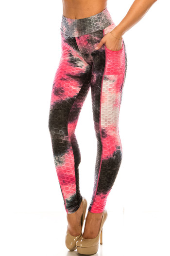 Wholesale Premium Spring Tie Dye Scrunch Butt Workout Leggings with Side Pockets