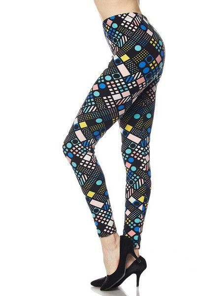 Wholesale Buttery Soft Plus Size Geometric Pop Leggings Wholesale Buttery Soft Plus Size Geometric Pop Leggings