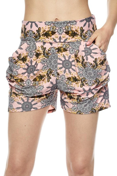 Wholesale Buttery Soft Gorgeous Pink Motif Harem Shorts Wholesale Buttery Soft Gorgeous Pink Motif Harem Shorts