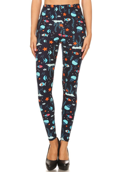 Wholesale Buttery Soft Oceans Alive Plus Size Leggings - 3X-5X Wholesale Buttery Soft Oceans Alive Plus Size Leggings - 3X-5X