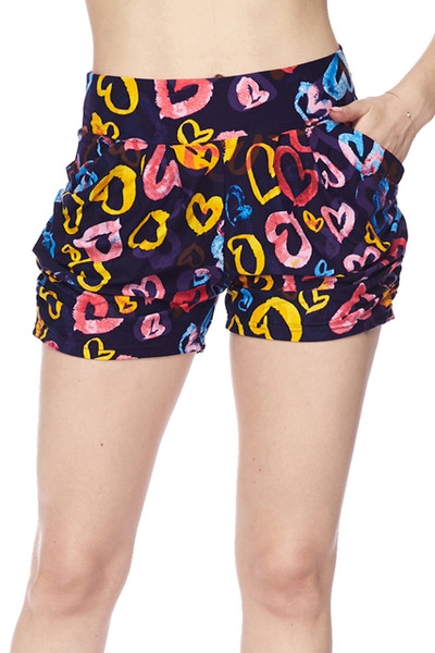 Wholesale Buttery Soft Colorful Watercolor Hearts Shorts Wholesale Buttery Soft Colorful Watercolor Hearts Shorts