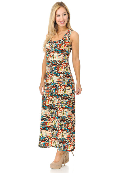 Wholesale Buttery Soft Conceptual Tribal Maxi Dress - EEVEE Wholesale Buttery Soft Conceptual Tribal Maxi Dress - EEVEE