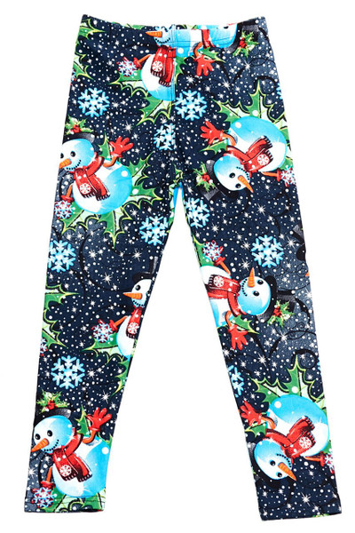 Wholesale Buttery Soft Frosty Blue Snowman Christmas Kids Leggings Wholesale Buttery Soft Frosty Blue Snowman Christmas Kids Leggings
