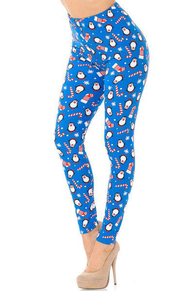 Wholesale Buttery Soft Icy Blue Christmas Penguins Leggings Wholesale Buttery Soft Icy Blue Christmas Penguins Leggings