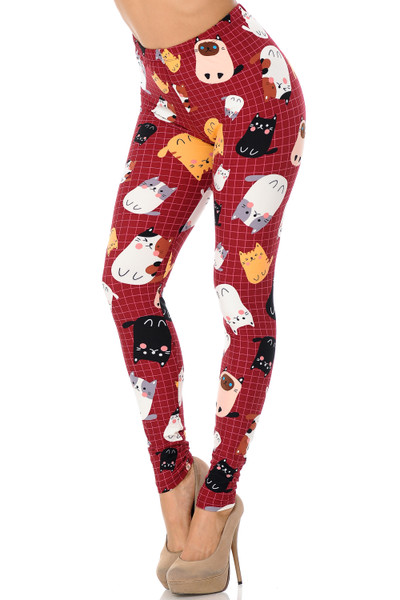 Wholesale Buttery Soft Cartoon Kitty Cats Extra Plus Size Leggings - 3X-5X Wholesale Buttery Soft Cartoon Kitty Cats Extra Plus Size Leggings - 3X-5X