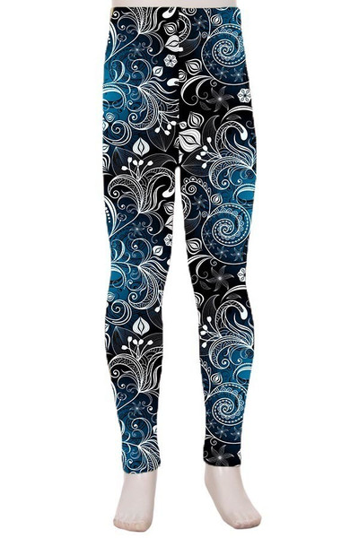 Wholesale Buttery Soft Beautiful Blue Swirl Kids Leggings Wholesale Buttery Soft Beautiful Blue Swirl Kids Leggings