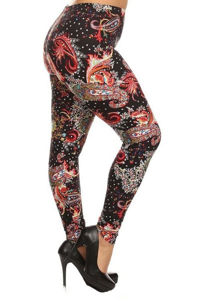 Wholesale Buttery Soft Carnival Paisley Extra Plus Size Leggings - 3X-5X Wholesale Buttery Soft Carnival Paisley Extra Plus Size Leggings - 3X-5X