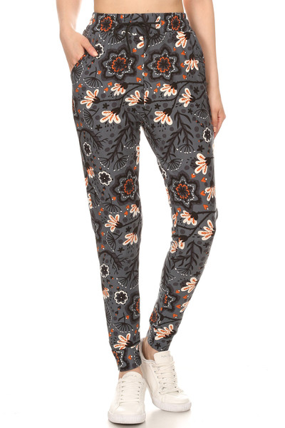 Wholesale Buttery Soft Peachy Floral Blossom Joggers Wholesale Buttery Soft Peachy Floral Blossom Joggers