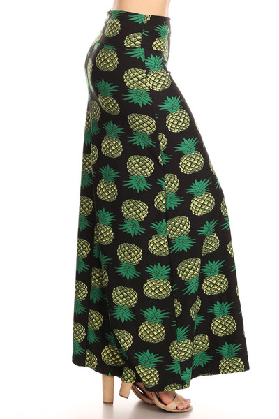 Wholesale Buttery Soft Green Pineapple Maxi Skirt Wholesale Buttery Soft Green Pineapple Maxi Skirt