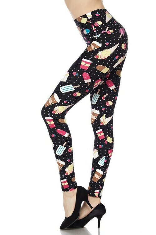 Wholesale Buttery Soft Summer Treats High Waisted Plus Size Leggings - White Mini Dots Wholesale Buttery Soft Summer Treats High Waisted Plus Size Leggings - White Mini Dots