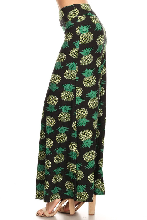 Wholesale Buttery Soft Green Pineapple Maxi Skirt