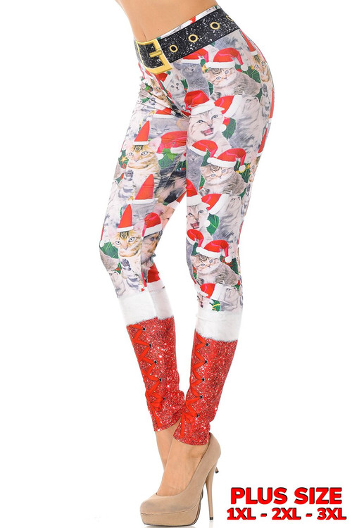 Wholesale Jolly Christmas Cats and Dogs Plus Size Leggings