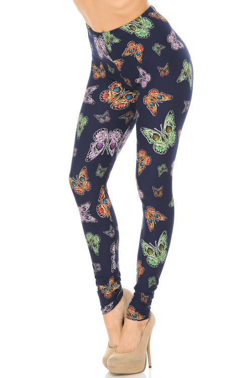 Wholesale Buttery Soft Blue Moon Colorful Butterfly Leggings
