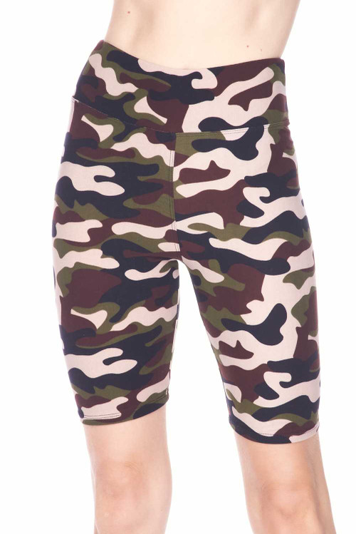 Wholesale Buttery Smooth Flirty Camouflage Biker Shorts - 3 Inch Waist Band