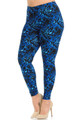 Wholesale Buttery Soft Electric Blue Music Note Plus Size Leggings
