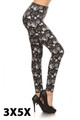 Wholesale Buttery Smooth Monochrome Floral Paisley Extra Plus Size Leggings - 3X-5X