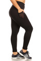 Right side view of black Buttery Soft Sport Basic Plus Size Leggings with Side Pockets