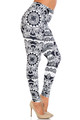 Wholesale Creamy Soft Monochrome Mandala Extra Plus Size Leggings - 3X-5X - By USA Fashion™