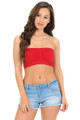 Red Wholesale Ruched Spandex Bandeau Padded Top