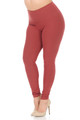 Marsala Wholesale Buttery Soft Basic Solid High Waisted Plus Size Leggings - 3X-5X - 5 Inch