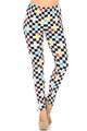 Wholesale Buttery Smooth Color Accent Checkered Plus Size Leggings - 3X-5X