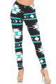 Wholesale Buttery Smooth Mint on Black Azteca Tribal Leggings