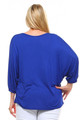 Wholesale Split Round Neckline Relaxed Fit Dolman Sleeve Rayon Plus Size Top