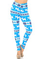 Wholesale Buttery Soft Icy Blue Christmas Reindeer Plus Size Leggings
