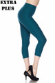 Wholesale Buttery Soft Basic Solid High Waisted Extra Plus Size Capris - 3 Inch - 3X-5X  - New Mix