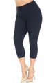 Wholesale Buttery Smooth Basic Solid High Waisted Plus Size Capris - 5 Inch - New Mix