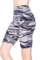 Wholesale Buttery Soft Charcoal Camouflage Biker Shorts - 3 Inch Waist Band