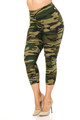 Wholesale Buttery Smooth Green Camouflage High Waisted Plus Size Capri - EEVEE