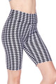 Wholesale Buttery Smooth Houndstooth Plus Size Biker Shorts - 3 Inch Waist Band