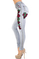 Wholesale Creamy Soft Light Blue Denim Rose Leggings - By USA Fashion™
