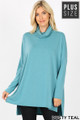 Front image of Dusty Teal Wholesale Rayon Cowl Neck Dolman Sleeve Plus Size Top