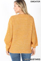 Back image of Ash Mustard Wholesale Balloon Sleeve Melange Sweater