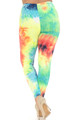 Wholesale Buttery Smooth Summer Yellow Tie Dye Plus Size Leggings