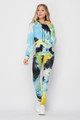 Front side image of Blue Wholesale Tie Dye 2 Piece Leggings and Hooded Jacket Set