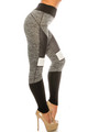 Wholesale Heather Gray High Waisted Color Block Workout Leggings
