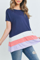 Wholesale Striped Color Block Hem Short Sleeve Tunic
