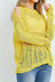 Mustard Wholesale Sheer Crochet Detail Cold Shoulder Sweater