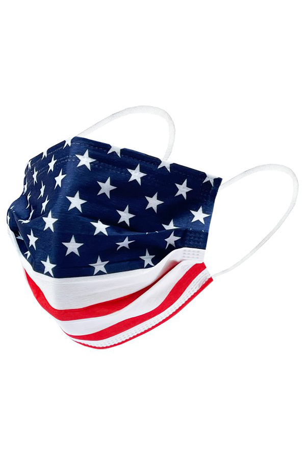 Wholesale USA Flag Disposable Surgical Face Mask - 50 Pack