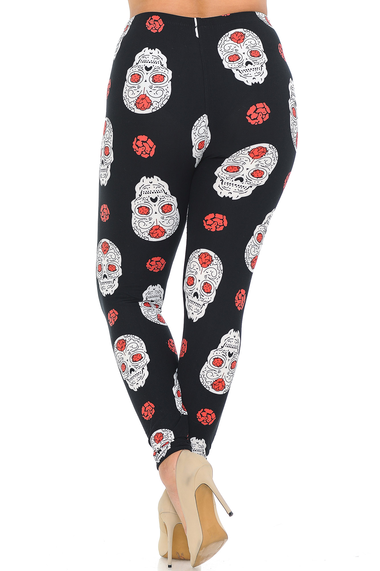 Wholesale Buttery Smooth Rose and Skull Extra Plus Size Leggings - 3X-5X