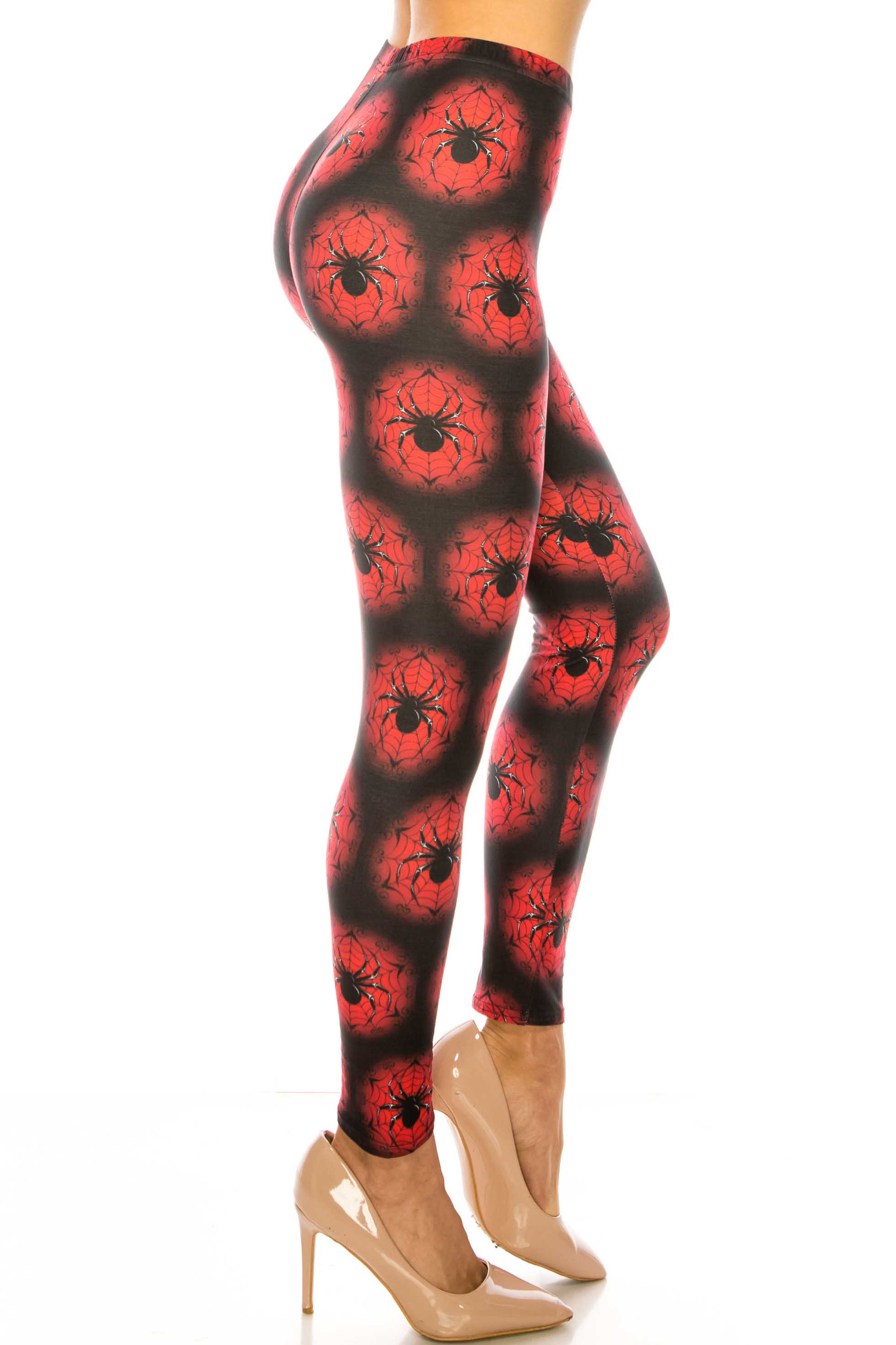 Wholesale Creamy Soft Black Widow Spider Web Extra Plus Size Leggings - 3X-5X - USA Fashion™