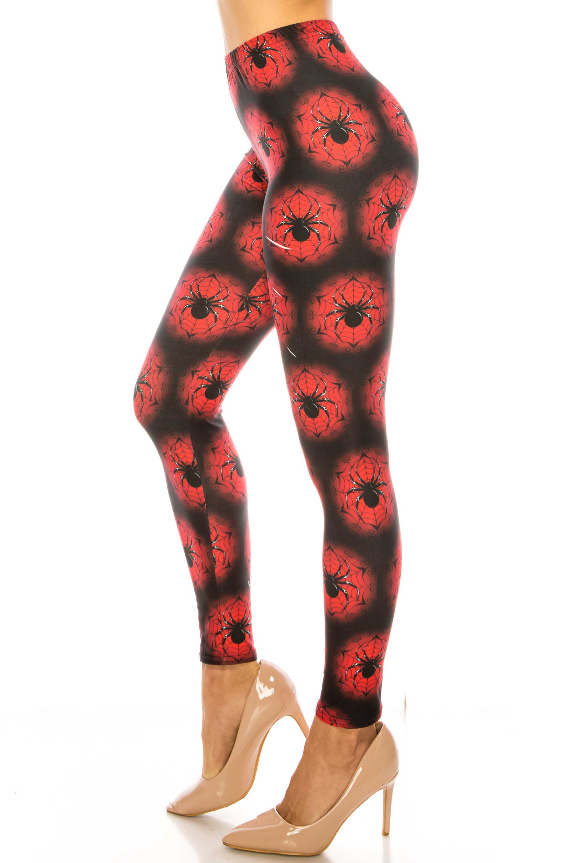 Wholesale Creamy Soft Black Widow Spider Web Extra Plus Size Leggings - 3X-5X - USA Fashion™