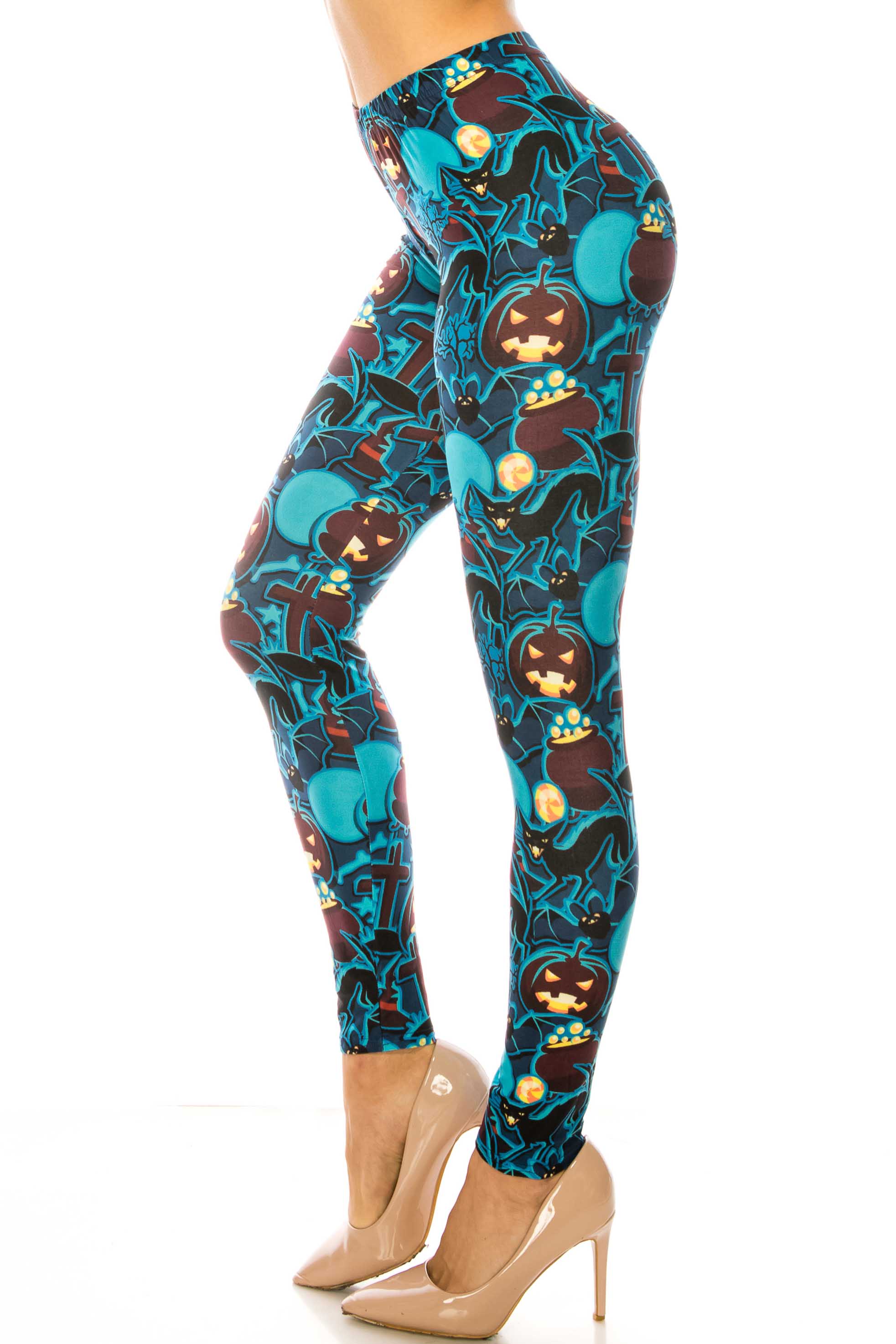 Wholesale Creamy Soft Electric Blue Halloween Kids Leggings - USA Fashion™