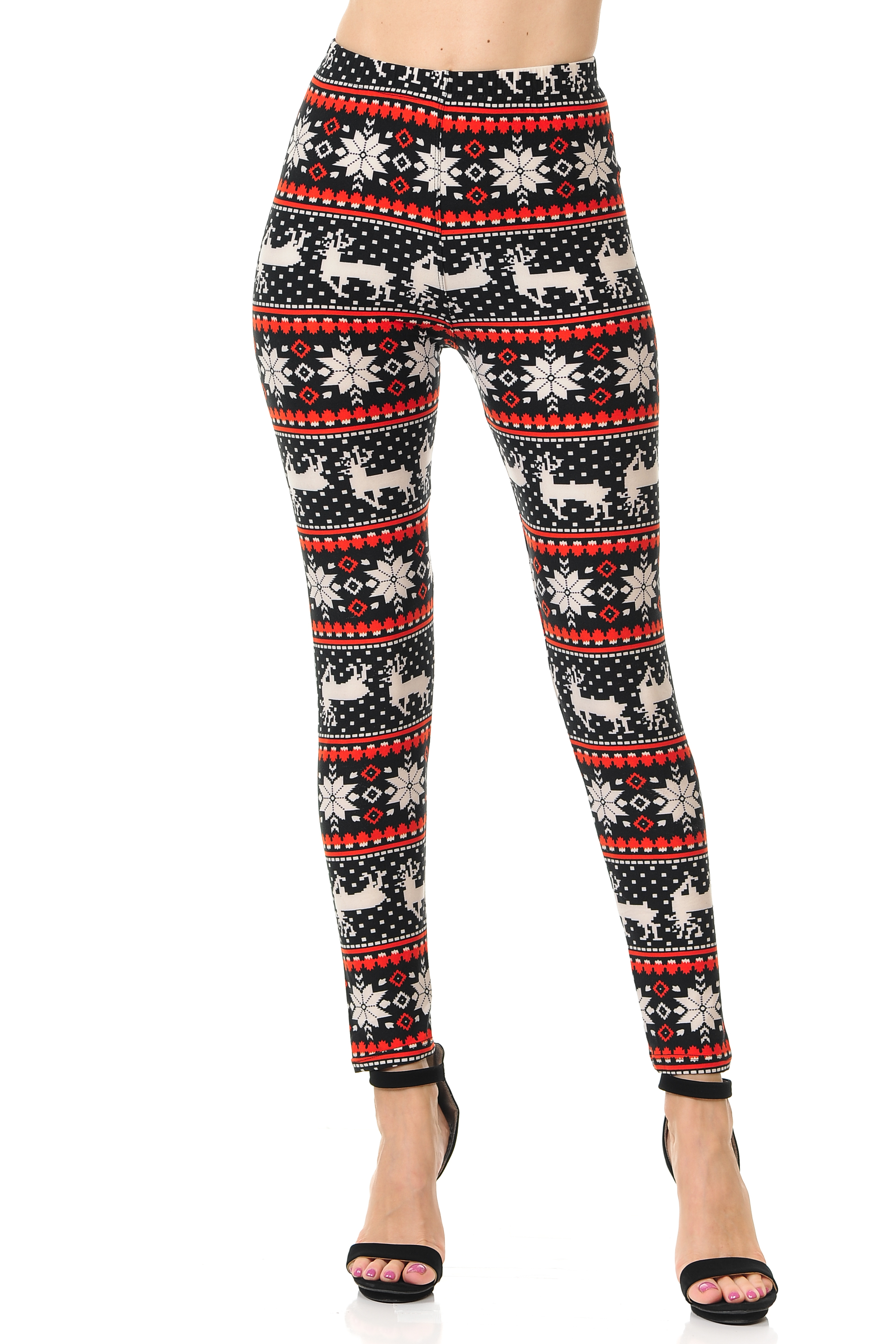 Wholesale Buttery Smooth Snowflakes and Reindeer Christmas Leggings