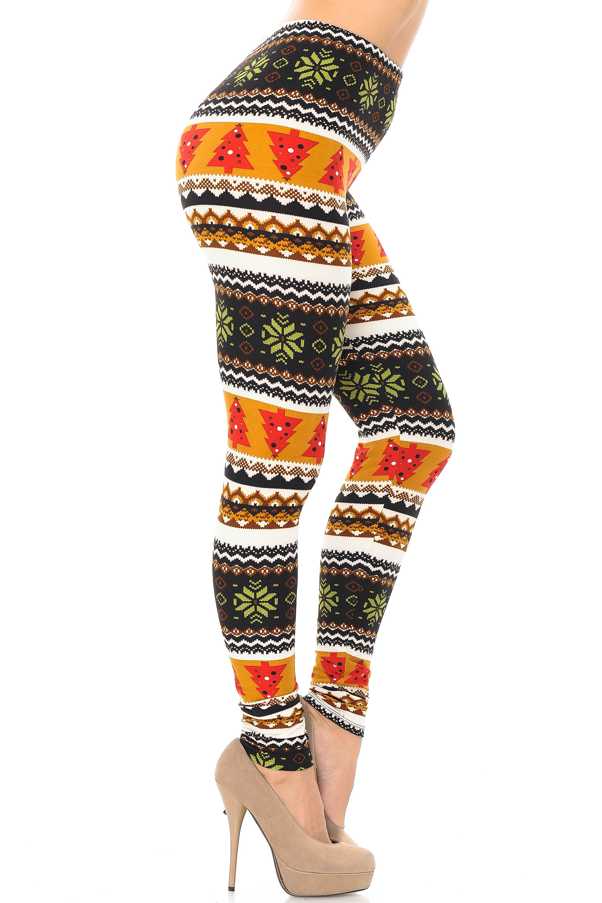Wholesale Buttery Smooth Christmas Tree and Snowflake Plus Size Leggings