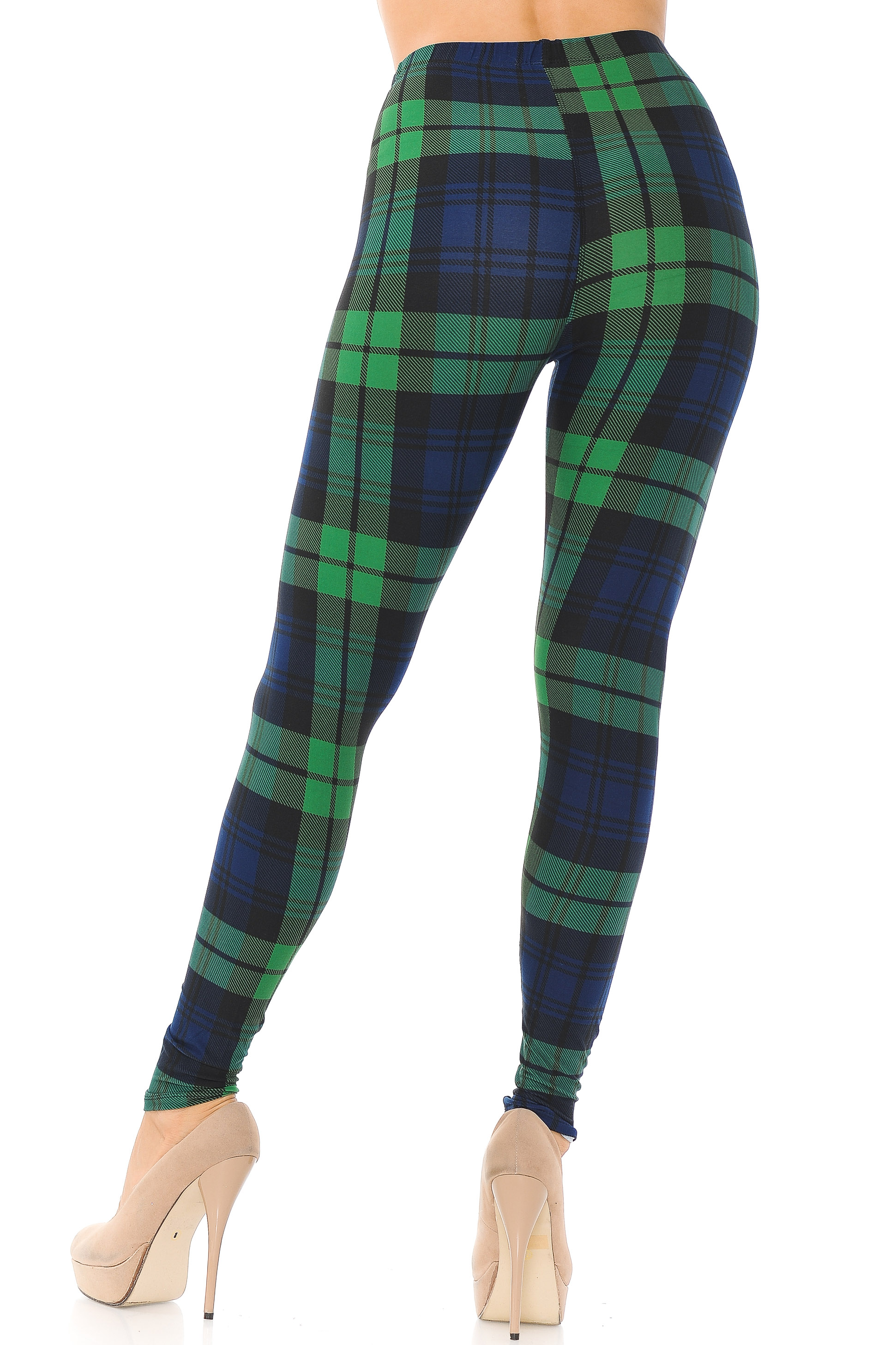 Wholesale Buttery Smooth Green Plaid Leggings